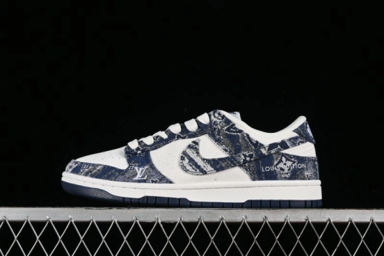 Nike SB Dunk Low LV Collaboration - Camo Mesh Anniversary High-End Custom Low-Top Casual Skate Shoes - JH8040-942