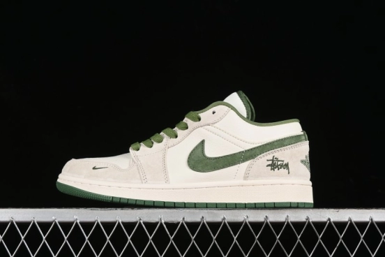 Nike Air Jordan 1 Low Stussy Collaboration Retro Basketball Shoes - DM5688-102