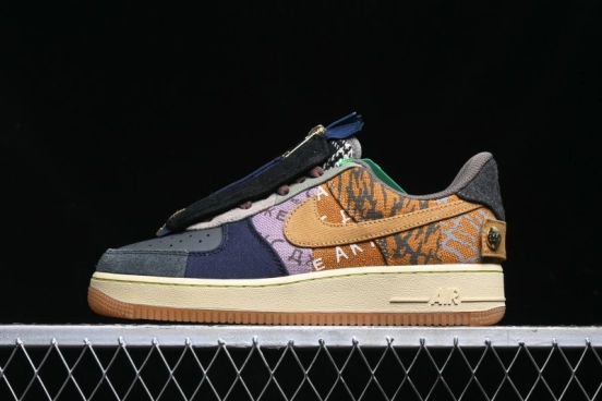 Nike Travis Scott x Air Force 1 Low Casual Sneakers with Full-Length Air Cushion - CN2405-900