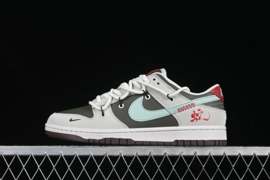 Nike SB Dunk Low Year of the Snake Special Edition with Strap Gray Green Blue Swoosh Anniversary Custom Low-Top Casual Skate Shoes - YX5066-289
