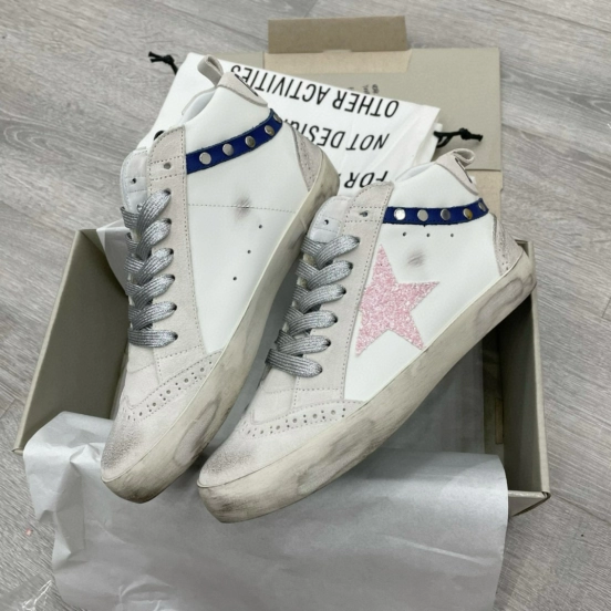 2024 Unisex GGDB White Pink Blue Leather Suede High Top Sneakers MJ00300