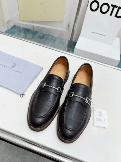 2024 Men Brunello Cucinelli Black Leather Loafers