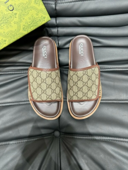 2024 Slippers Gucci Brown Canvas Slippers MJ00200