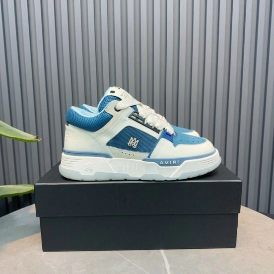 2024 Unisex AMIRI Blue White Leather Mesh Sneakers MJ00360
