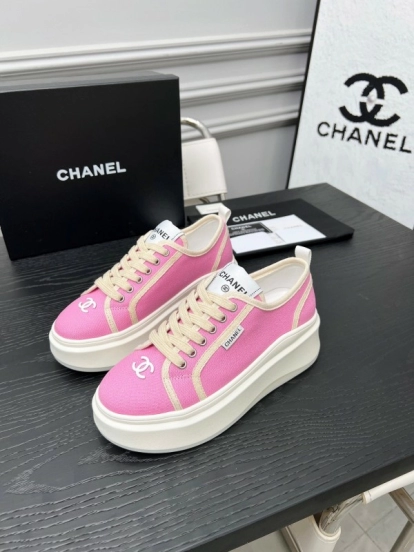 2025 Women Chanel Pink Canvas Sneakers LY00250