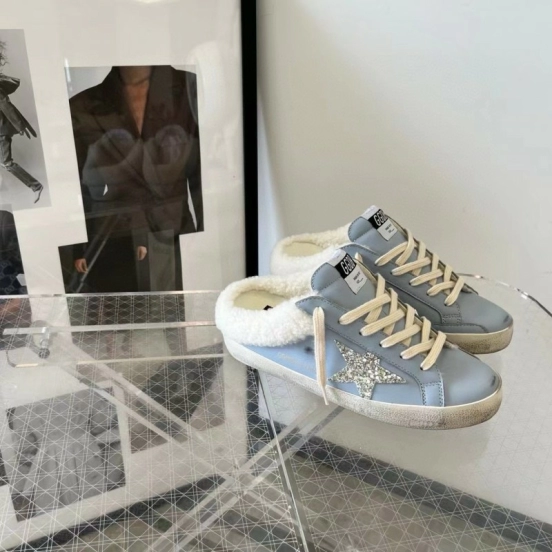 2024 GGDB Light Blue Shearling Leather Slippers MJ00280