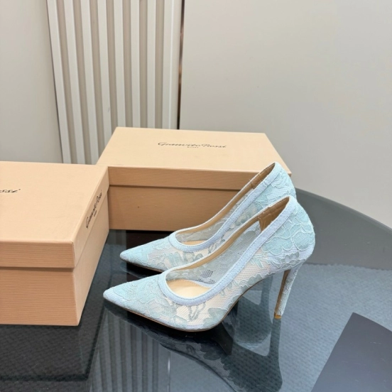 2025 Women Gianvito Rossi Light Blue Lace High Heel KFY00280