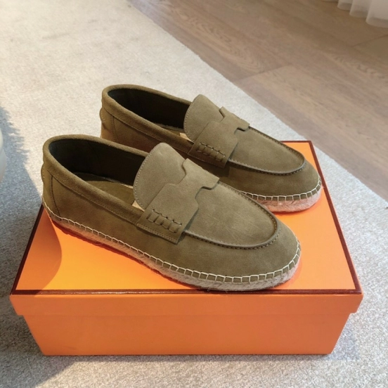 2025 Unisex Hermès Eclair Brown Suede Calfskin Loafers AS00380