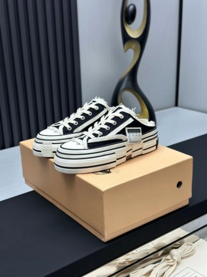 2025 Unisex XVESSEL Black White Canvas Plimsolls Vulcanized AS00240