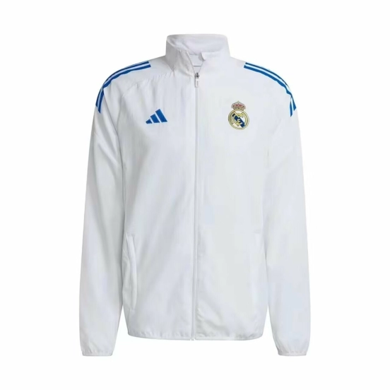 25/26 Real Madrid White /Blue Full Zipper Windbreaker