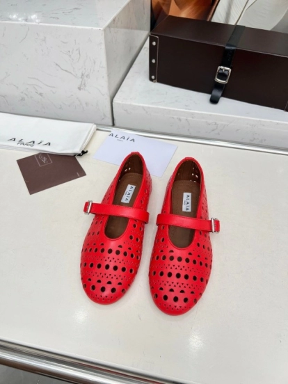Alaia 2025/SS Perforated Ballet Flats - LY00320