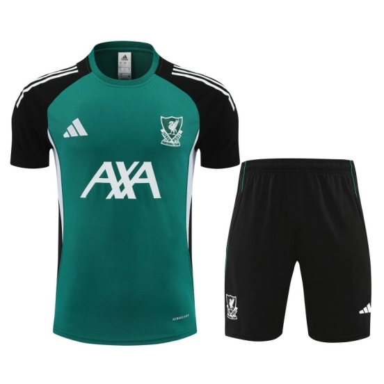 26/27 Liverpool Green & Black Short Sleeve+ Black Soccer Shorts