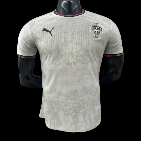 Player Version 2025 Portugal Away White with Subtle Pattern Jersey