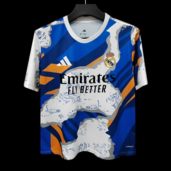 25/26 Real Madrid Blue with Abstract Pattern Jersey